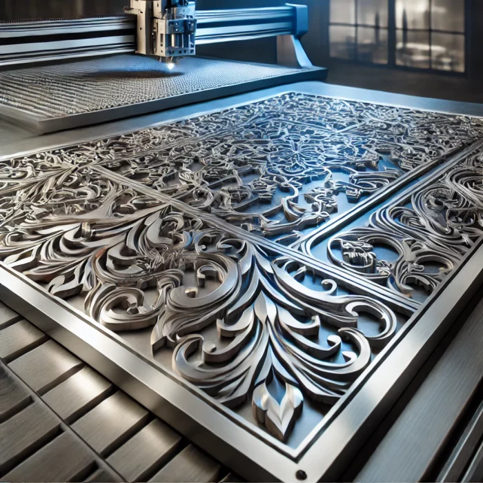DALL·E 2025-03-14 10.49.27 - A high-quality, professional image showcasing a finished metal product created using laser cutting technology. The product is an intricately designed